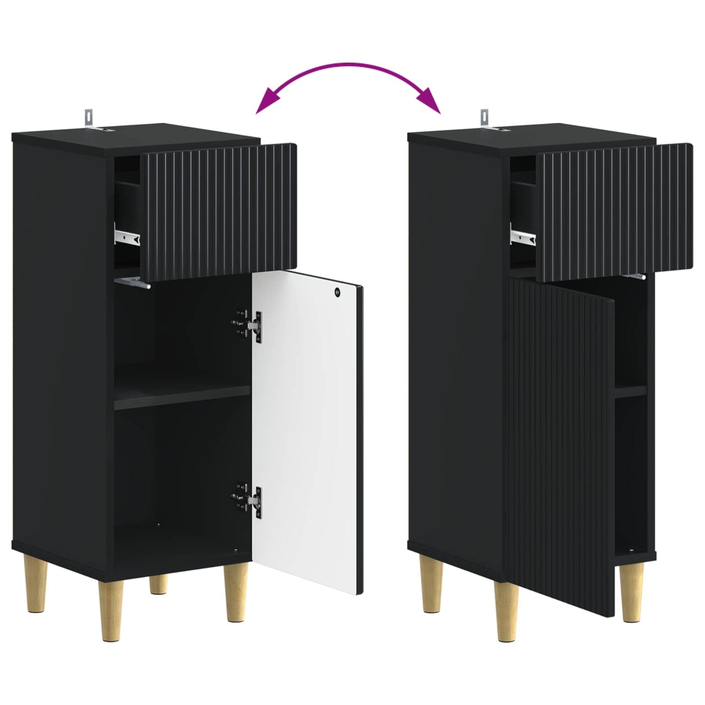 vidaXL Bathroom Storage Cainet ARNHEM Black 30 x 31 x 80 cm