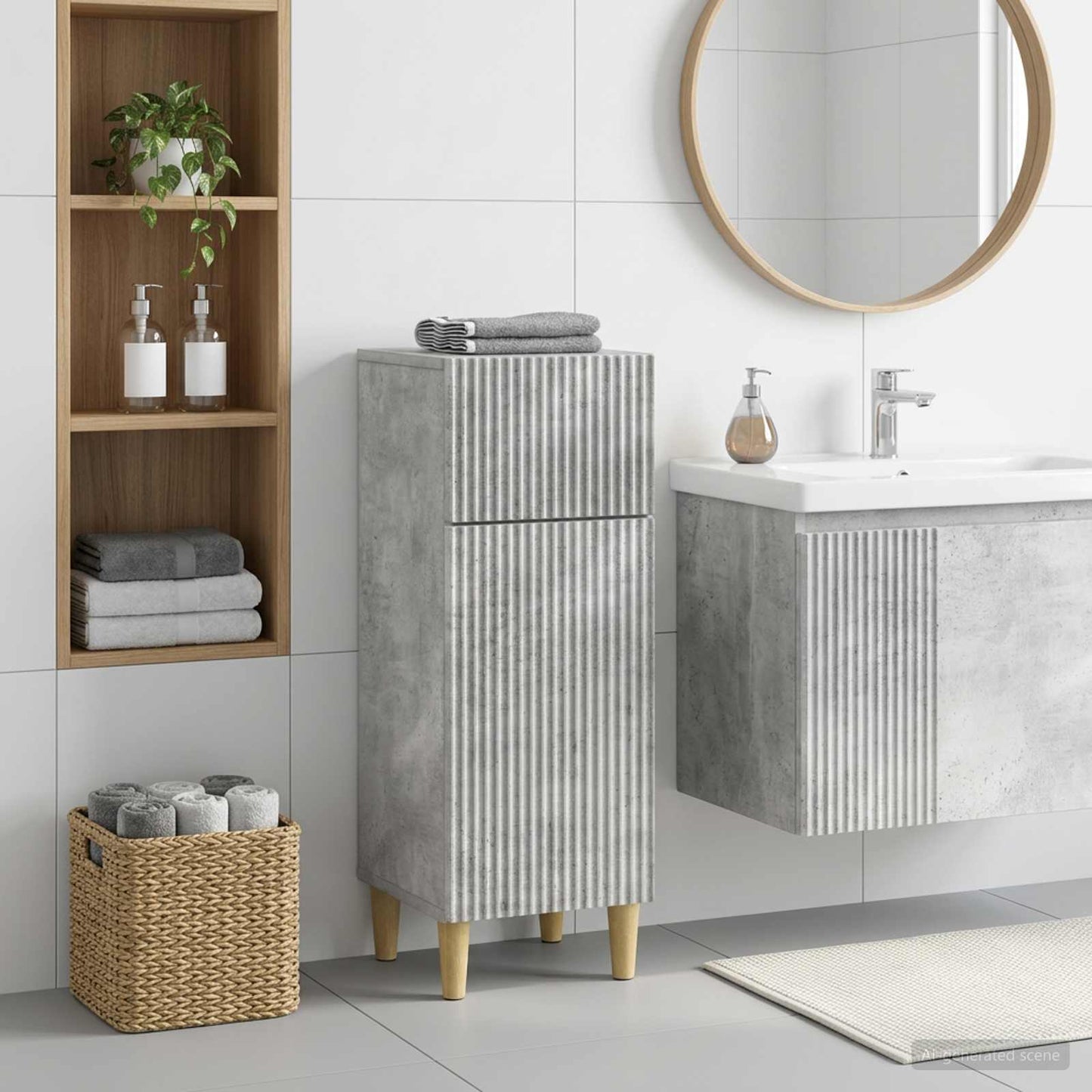 vidaXL Bathroom Storage Cainet ARNHEM Concrete Grey 30 x 31 x 80 cm