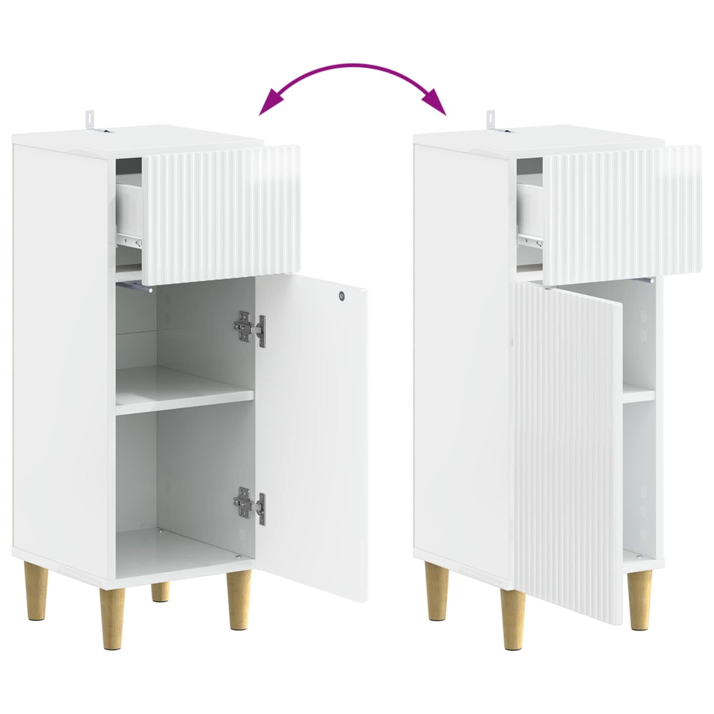 vidaXL Bathroom Storage Cainet ARNHEM High Gloss White 30 x 31 x 80 cm