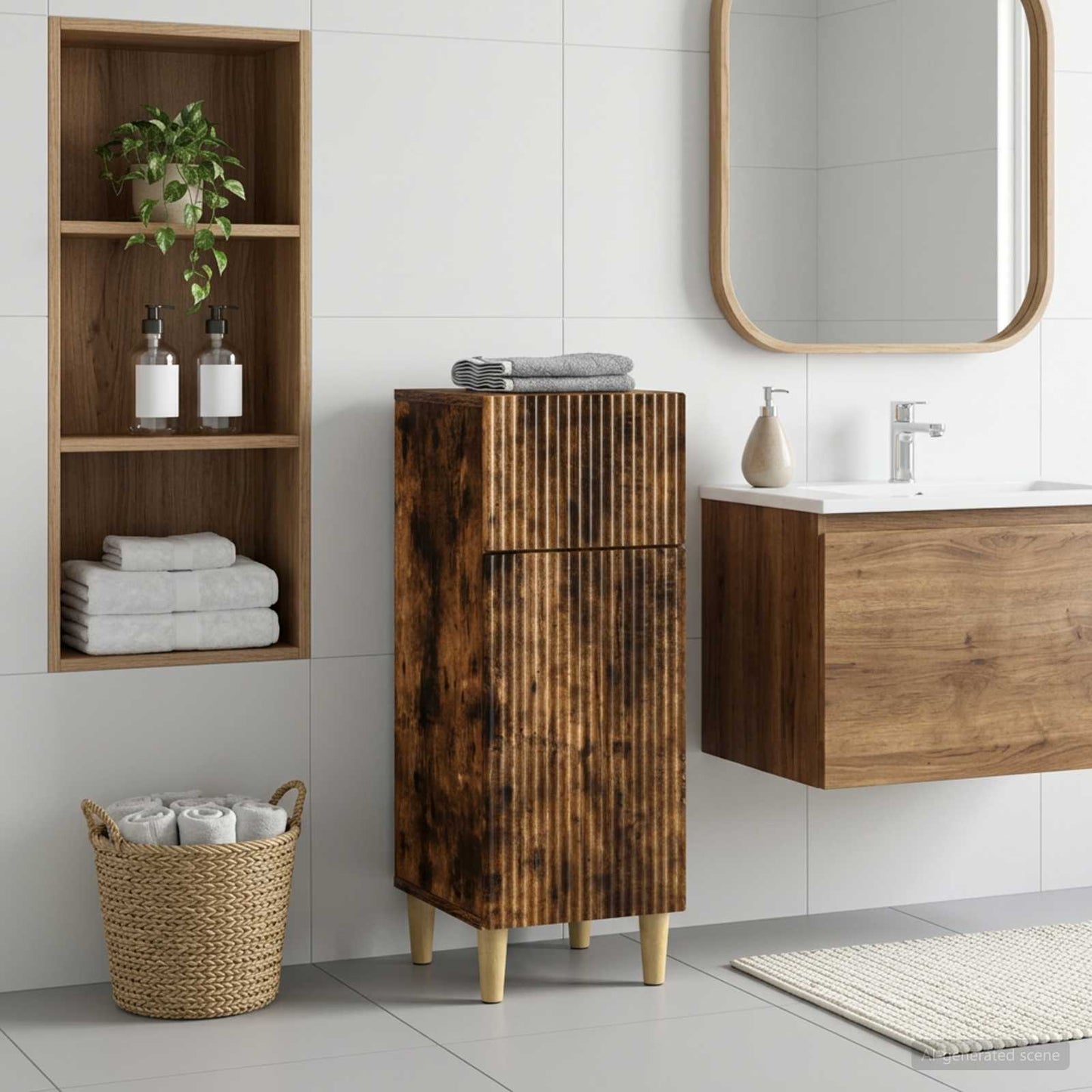 vidaXL Bathroom Storage Cainet ARNHEM Smoked Oak 30 x 31 x 80 cm