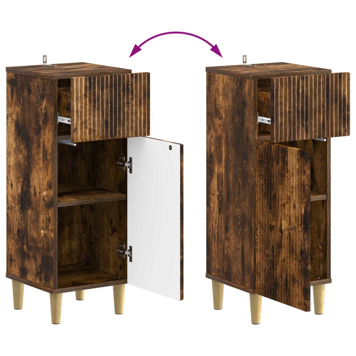 vidaXL Bathroom Storage Cainet ARNHEM Smoked Oak 30 x 31 x 80 cm