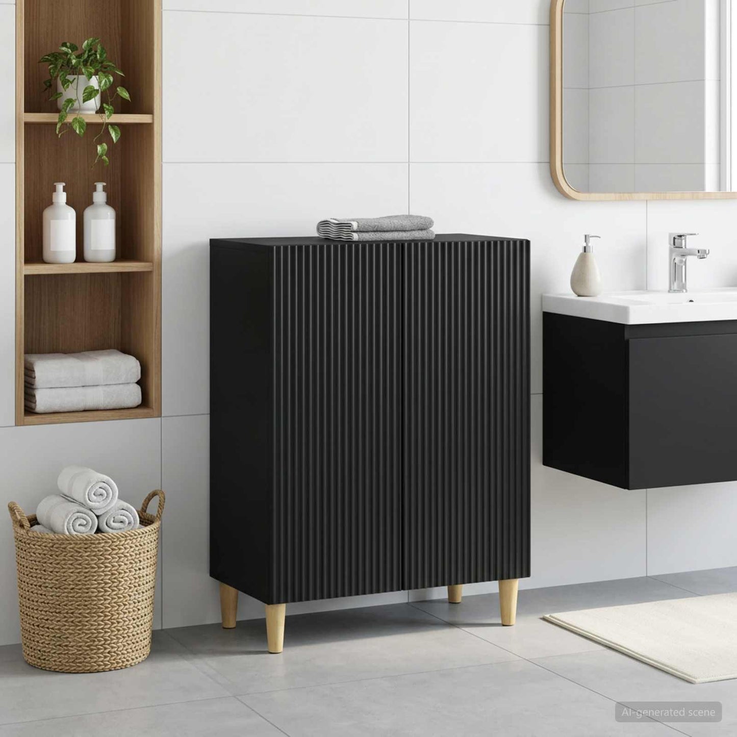vidaXL Bathroom Storage Cainet ARNHEM Black 59.5 x 31 x 80 cm