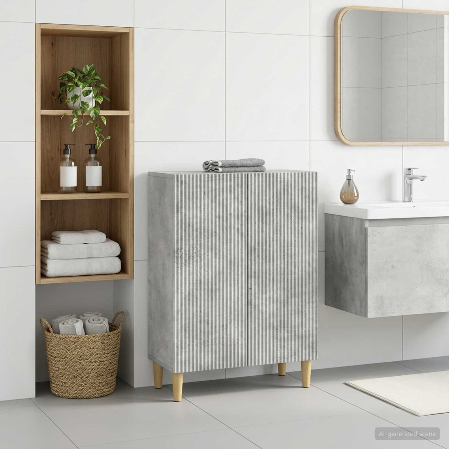 vidaXL Bathroom Storage Cainet ARNHEM Concrete Grey 59.5 x 31 x 80 cm
