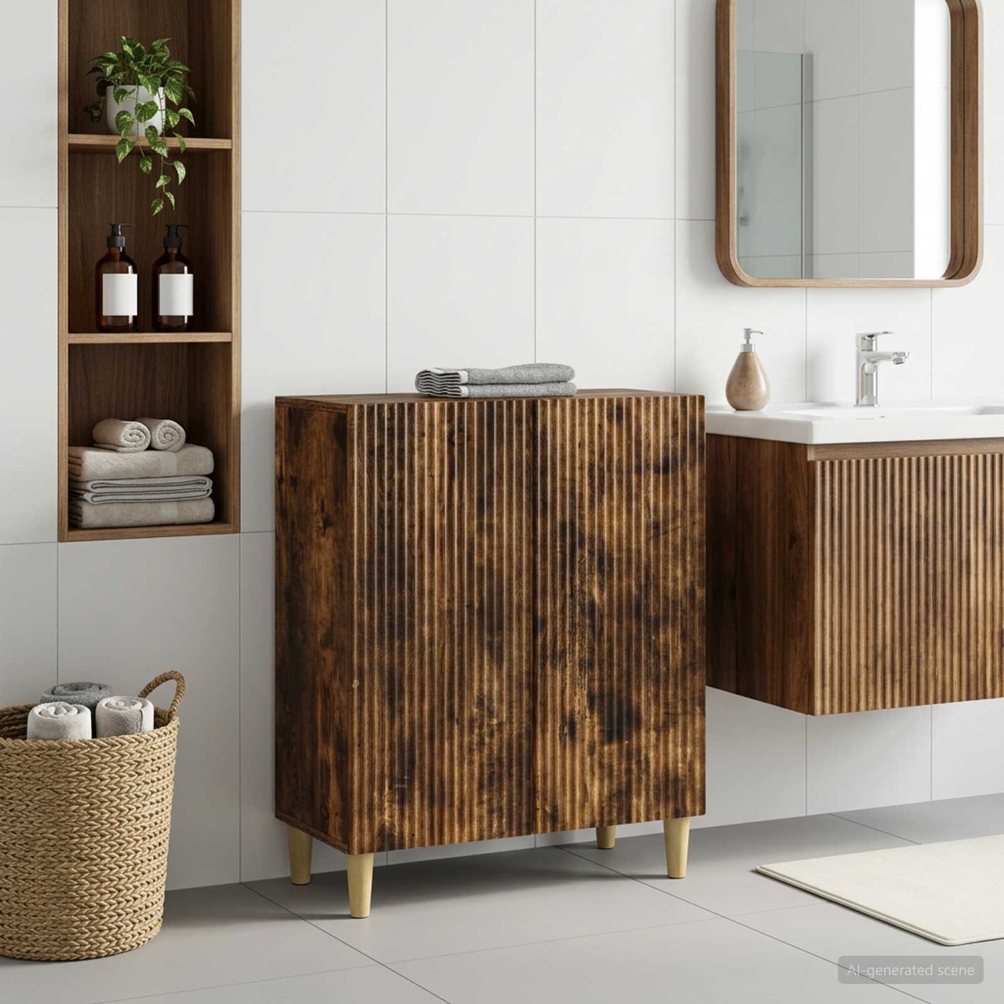 vidaXL Bathroom Storage Cainet ARNHEM Smoked Oak 59.5 x 31 x 80 cm