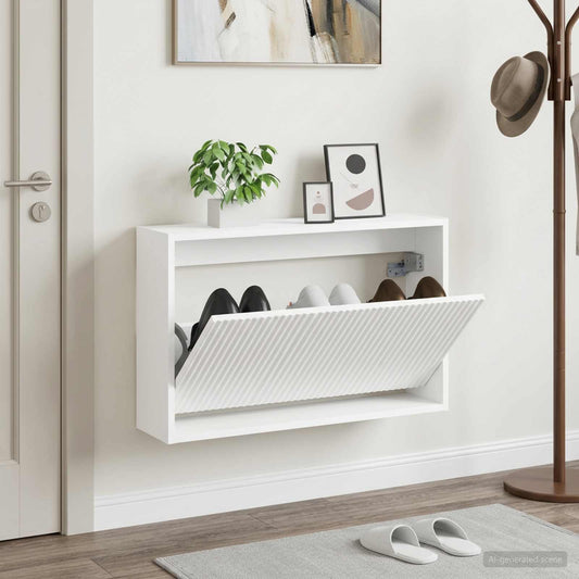 vidaXL Wall-Mounted Shoe Cabinet ARNHEM 71 x 17 x 43 cm White