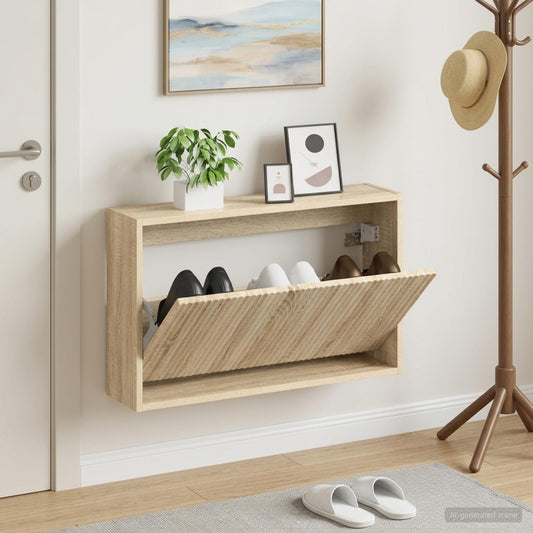 vidaXL Wall-Mounted Shoe Cabinet ARNHEM 71 x 17 x 43 cm Sonoma Oak
