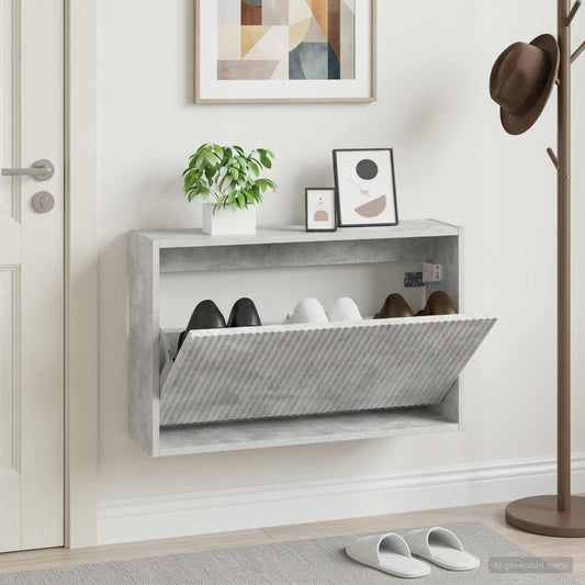 vidaXL Wall-Mounted Shoe Cabinet ARNHEM 71 x 17 x 43 cm Concrete Grey