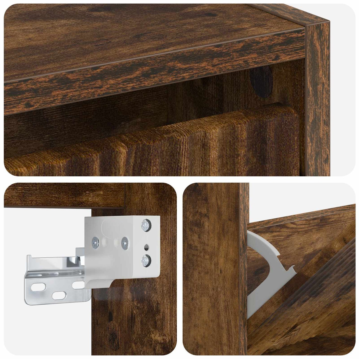vidaXL Wall-Mounted Shoe Cabinet ARNHEM 71 x 17 x 43 cm Smoked Oak