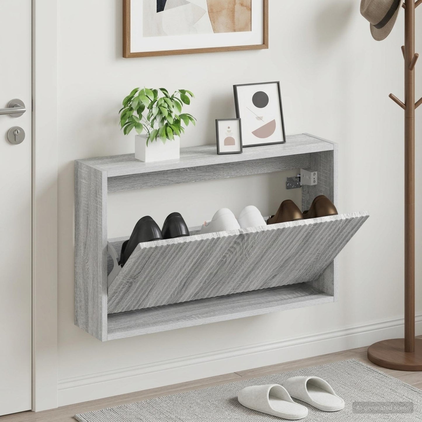 vidaXL Wall-Mounted Shoe Cabinet ARNHEM 71 x 17 x 43 cm Grey Sonoma