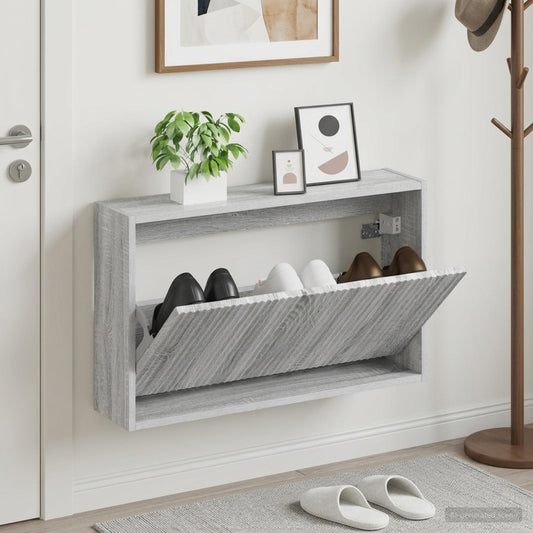 vidaXL Wall-Mounted Shoe Cabinet ARNHEM 71 x 17 x 43 cm Grey Sonoma