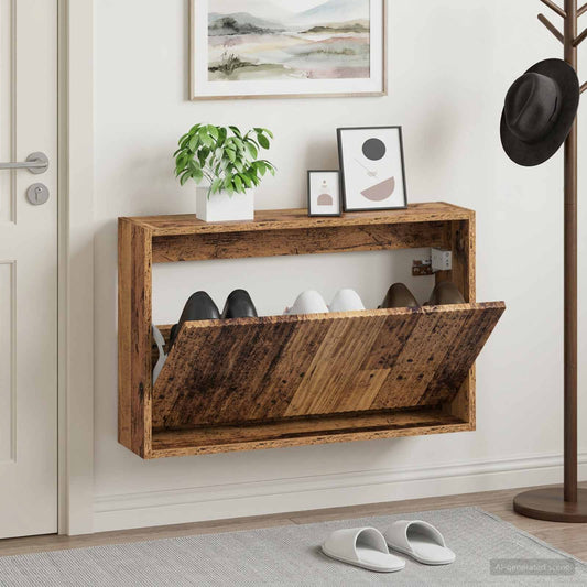 vidaXL Wall-Mounted Shoe Cabinet ARNHEM 71 x 17 x 43 cm Old Wood