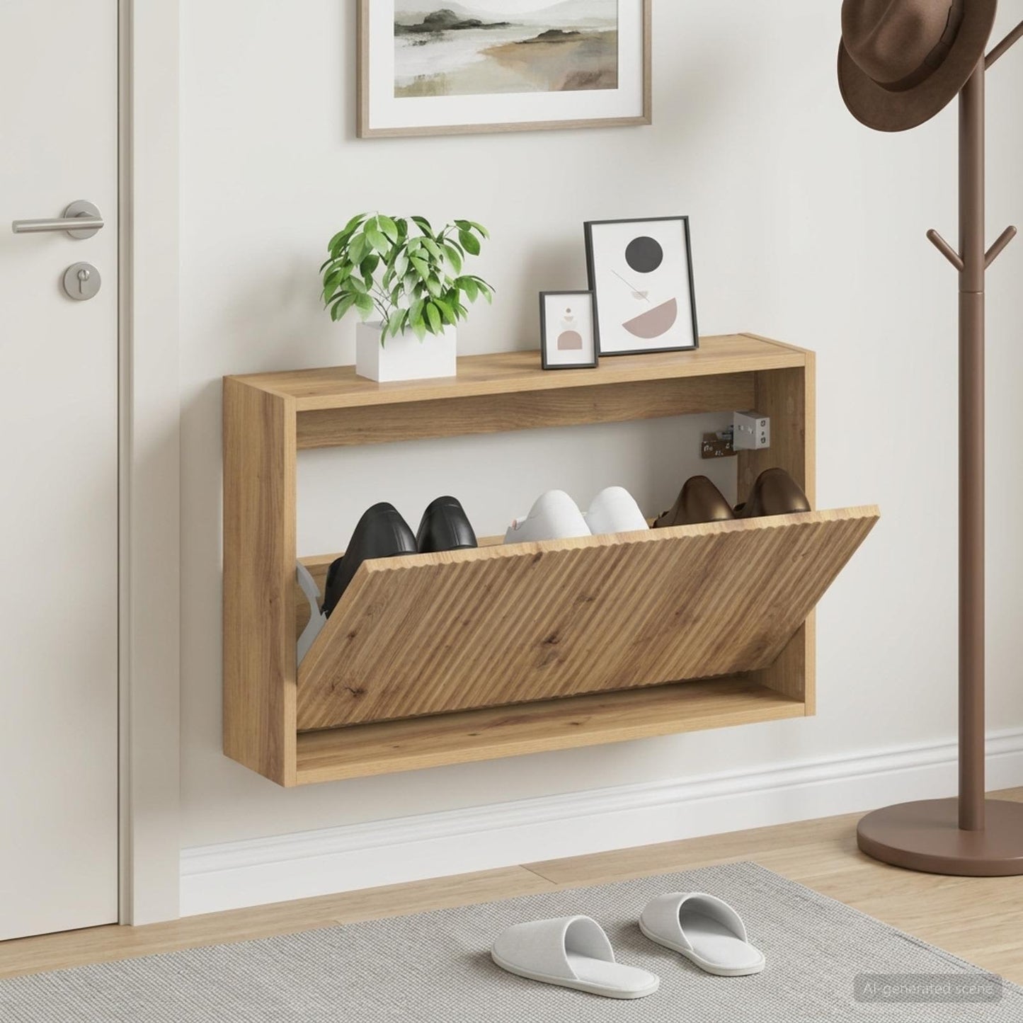 vidaXL Wall-Mounted Shoe Cabinet ARNHEM 71 x 17 x 43 cm Artisan Oak