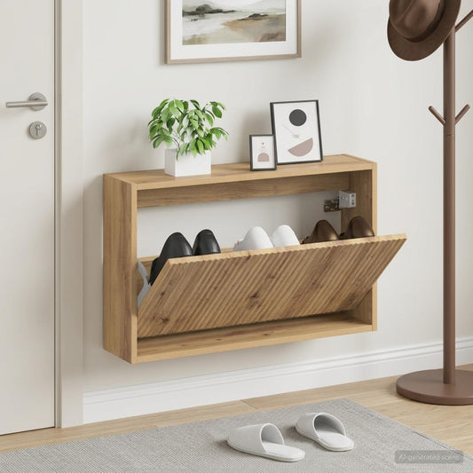 vidaXL Wall-Mounted Shoe Cabinet ARNHEM 71 x 17 x 43 cm Artisan Oak