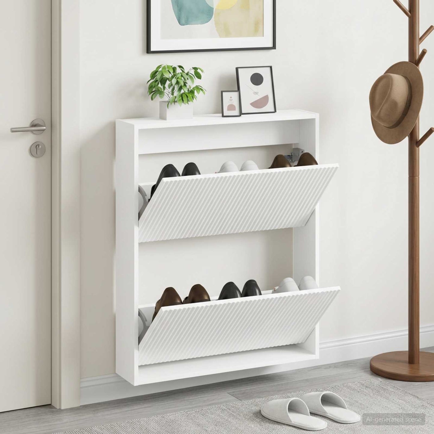 vidaXL Wall-Mounted Shoe Cabinet ARNHEM 71 x 17 x 86 cm White