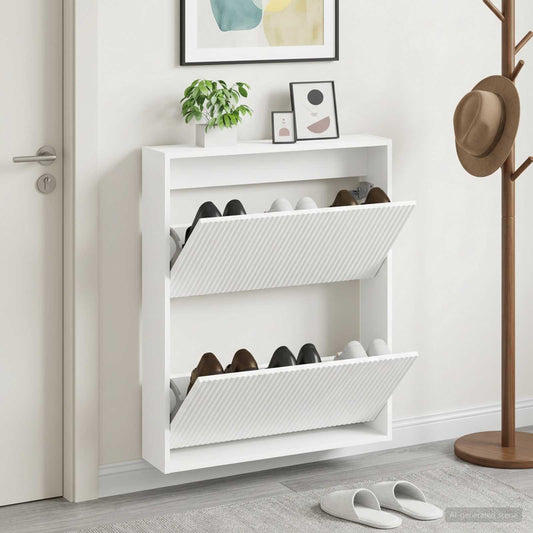 vidaXL Wall-Mounted Shoe Cabinet ARNHEM 71 x 17 x 86 cm White