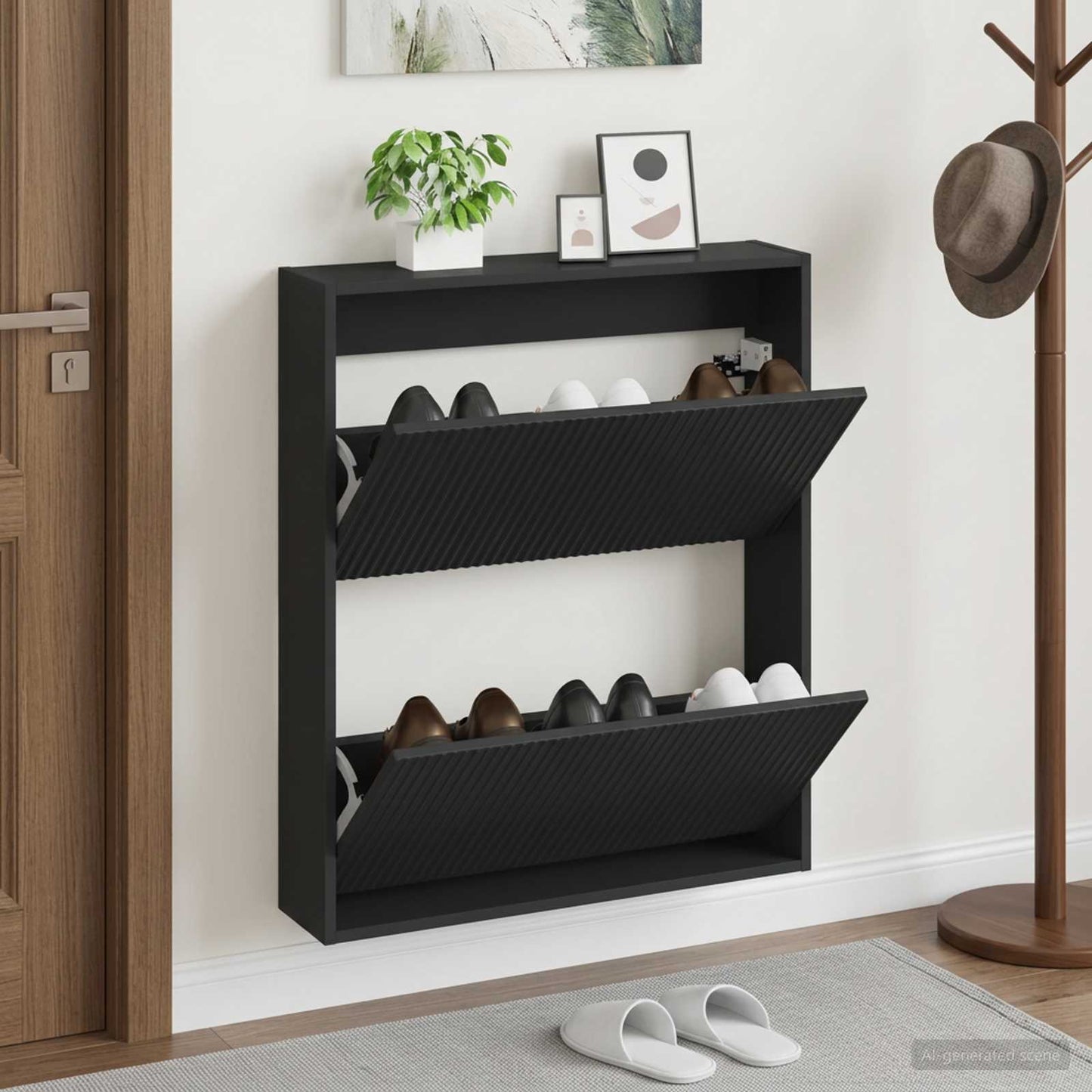 vidaXL Wall-Mounted Shoe Cabinet ARNHEM 71 x 17 x 86 cm Black