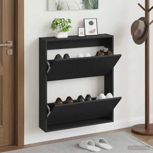 vidaXL Wall-Mounted Shoe Cabinet ARNHEM 71 x 17 x 86 cm Black