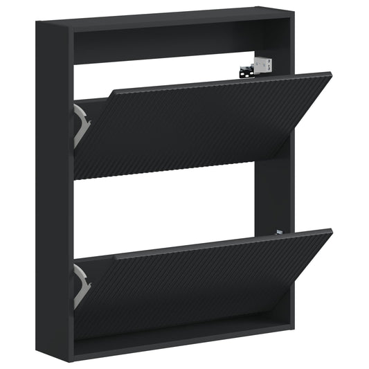 vidaXL Wall-Mounted Shoe Cabinet ARNHEM 71 x 17 x 86 cm Black
