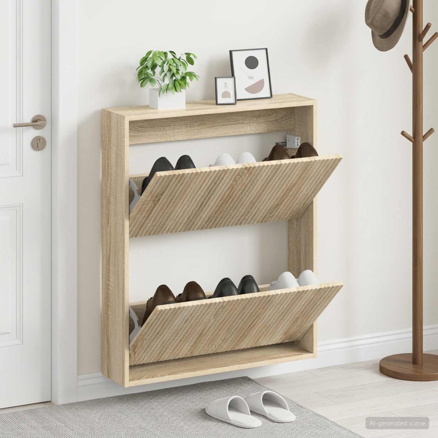 vidaXL Wall-Mounted Shoe Cabinet ARNHEM 71 x 17 x 86 cm Sonoma Oak