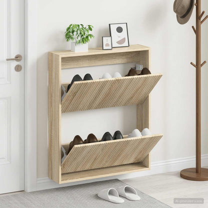 vidaXL Wall-Mounted Shoe Cabinet ARNHEM 71 x 17 x 86 cm Sonoma Oak