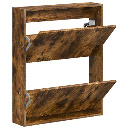 vidaXL Wall-Mounted Shoe Cabinet ARNHEM 71 x 17 x 86 cm Smoked Oak
