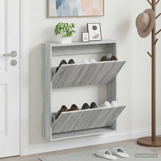 vidaXL Wall-Mounted Shoe Cabinet ARNHEM 71 x 17 x 86 cm Grey Sonoma
