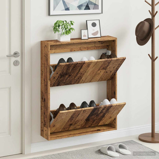 vidaXL Wall-Mounted Shoe Cabinet ARNHEM 71 x 17 x 86 cm Old Wood
