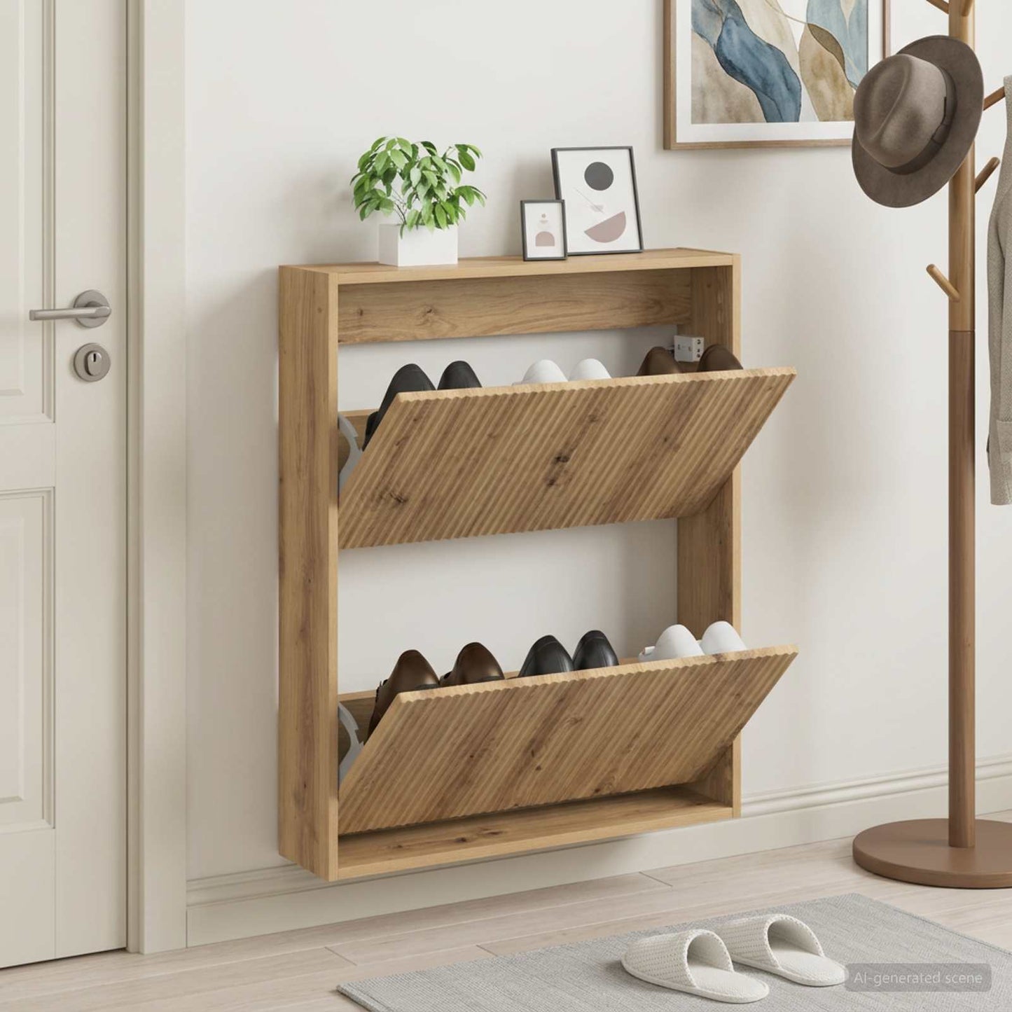 vidaXL Wall-Mounted Shoe Cabinet ARNHEM 71 x 17 x 86 cm Artisan Oak