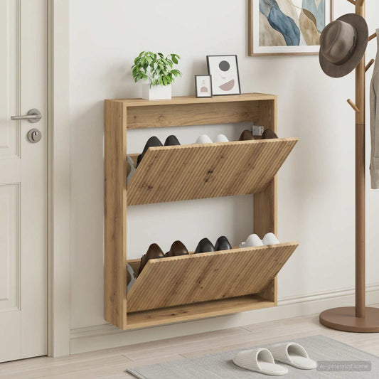 vidaXL Wall-Mounted Shoe Cabinet ARNHEM 71 x 17 x 86 cm Artisan Oak