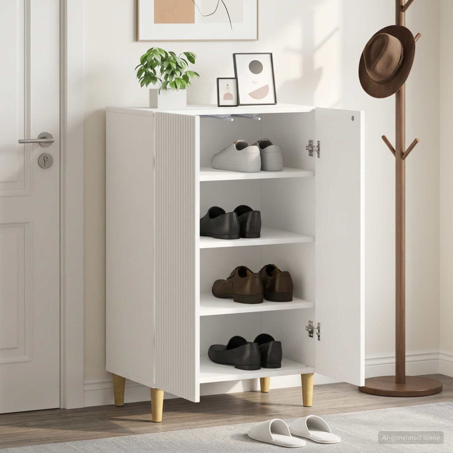 vidaXL Shoe Cabinet ARNHEM 59.5 x 39.5 x 90 cm Engineered Wood White