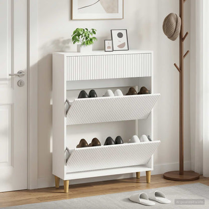 vidaXL Shoe Cabinet ARNHEM 78 x 24 x 103 cm Engineered Wood White
