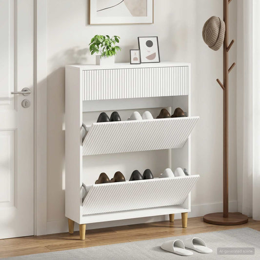 vidaXL Shoe Cabinet ARNHEM 78 x 24 x 103 cm Engineered Wood White