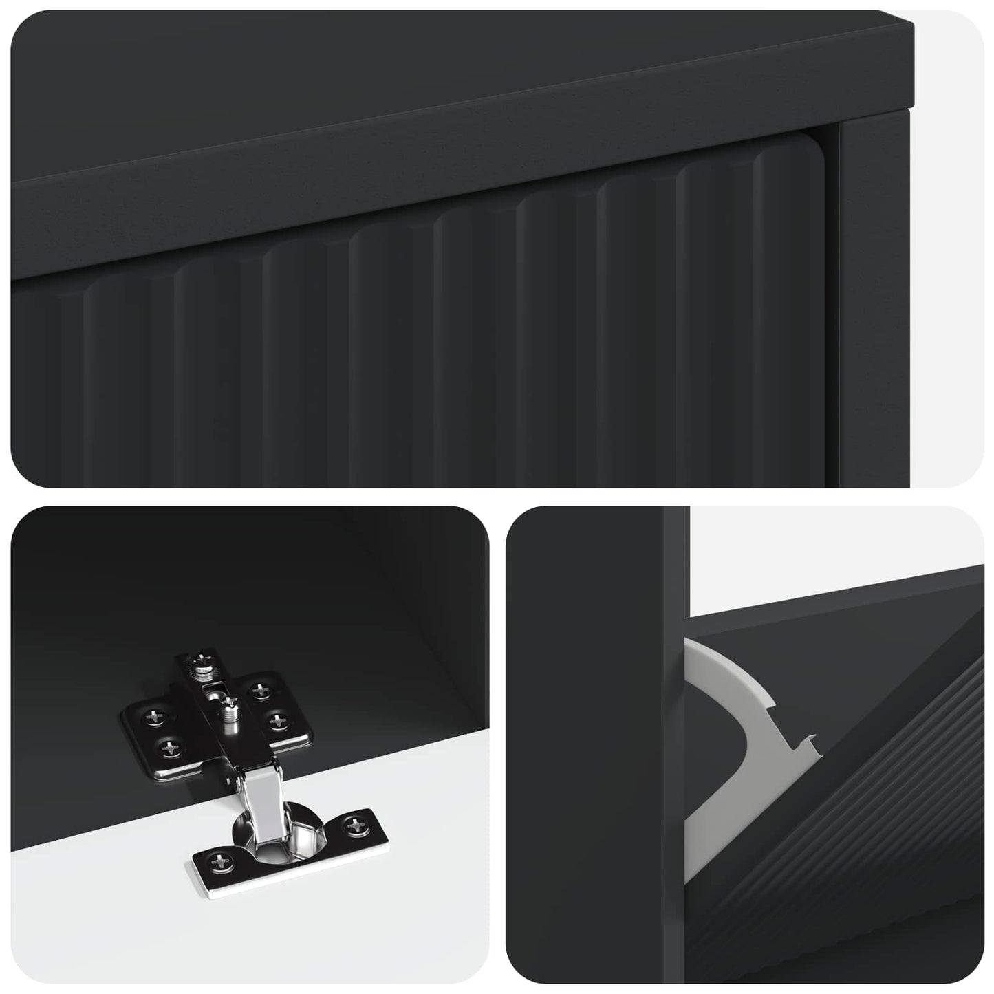 vidaXL Shoe Cabinet ARNHEM 78 x 24 x 103 cm Engineered Wood Black