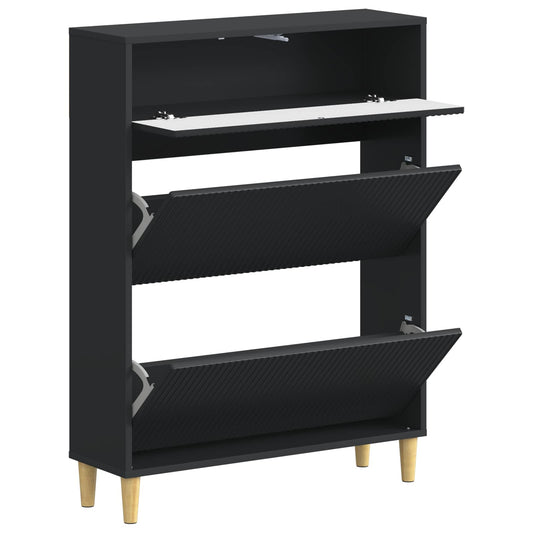 vidaXL Shoe Cabinet ARNHEM 78 x 24 x 103 cm Engineered Wood Black