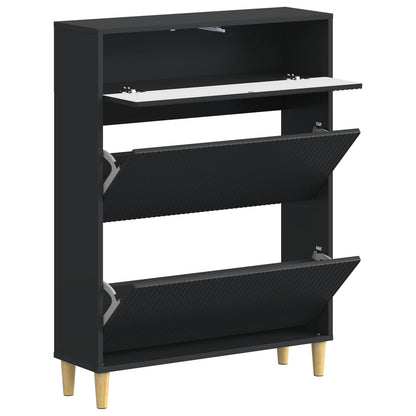 vidaXL Shoe Cabinet ARNHEM 78 x 24 x 103 cm Engineered Wood Black