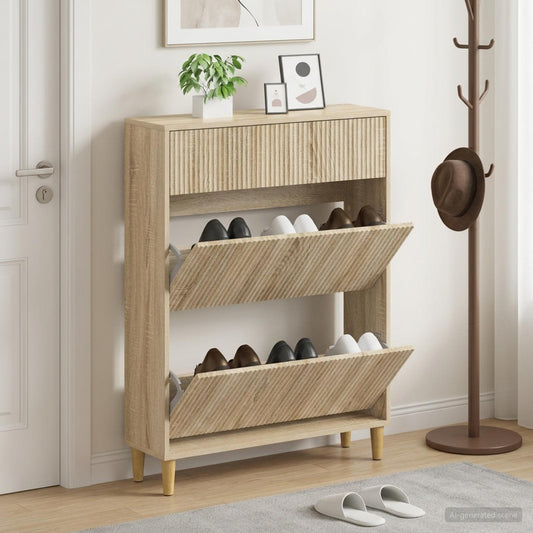vidaXL Shoe Cabinet ARNHEM 78 x 24 x 103 cm Engineered Wood Sonoma Oak