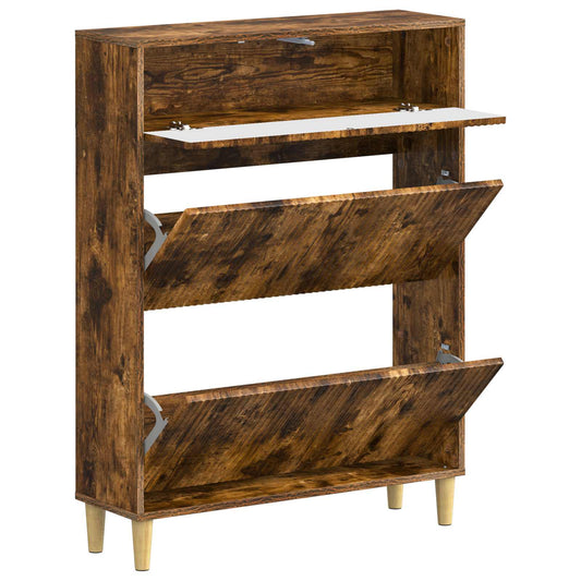 vidaXL Shoe Cabinet ARNHEM 78 x 24 x 103 cm Engineered Wood Smoked Oak