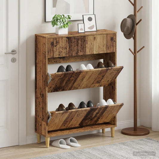 vidaXL Shoe Cabinet ARNHEM 78 x 24 x 103 cm Engineered Wood Old Wood