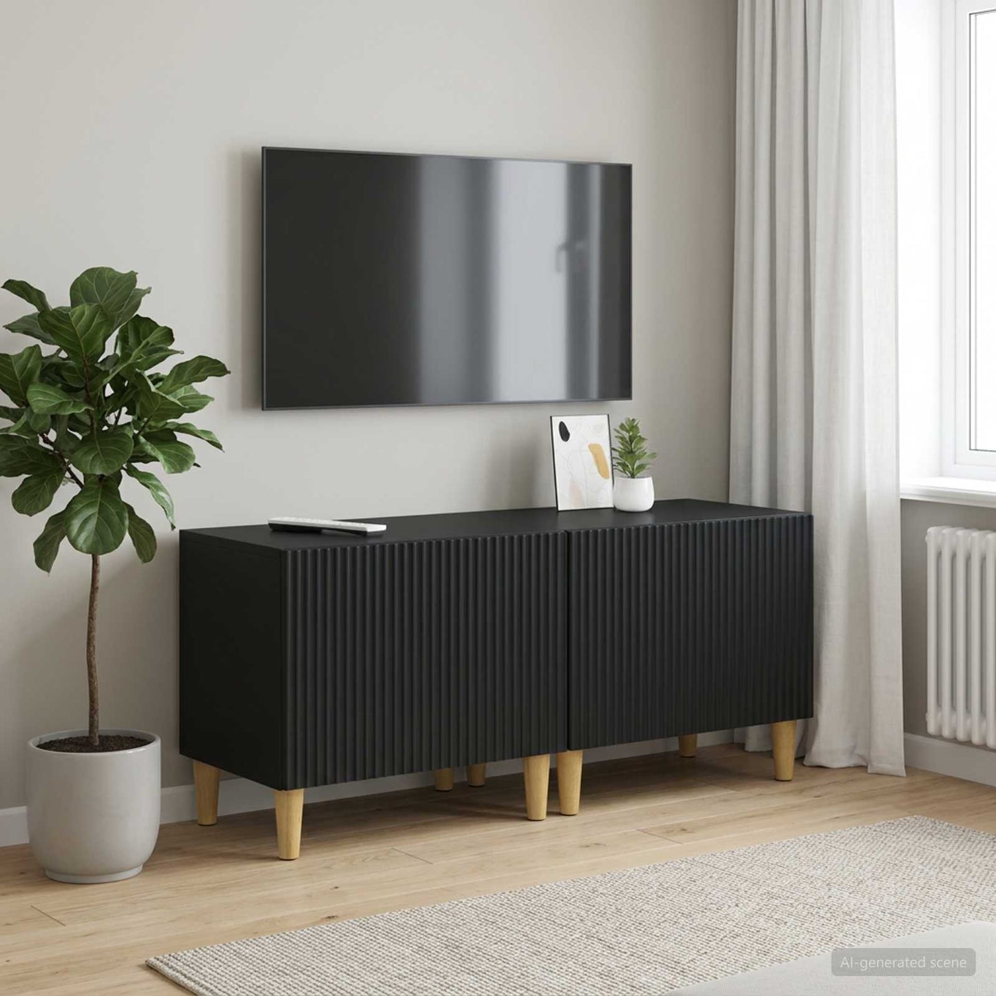 vidaXL TV Cabinet Black Engineered Wood