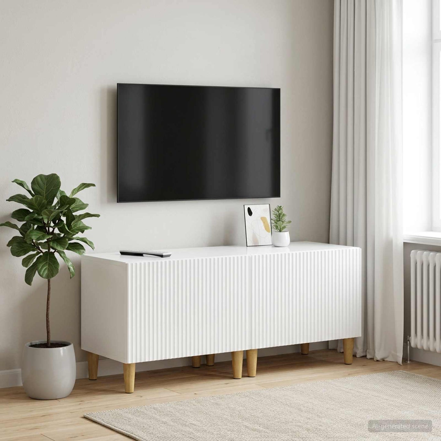 vidaXL TV Cabinet High Gloss White Engineered Wood
