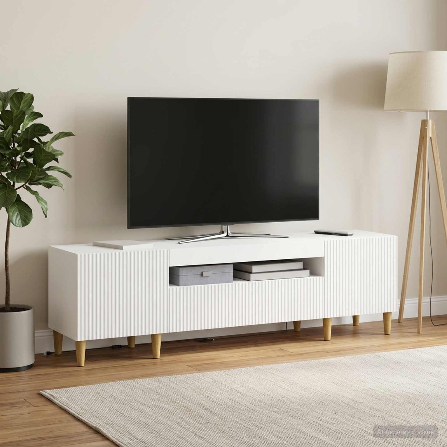 vidaXL LED TV Cabinet White Engineered Wood