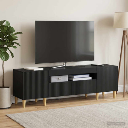 vidaXL LED TV Cabinet Black Engineered Wood