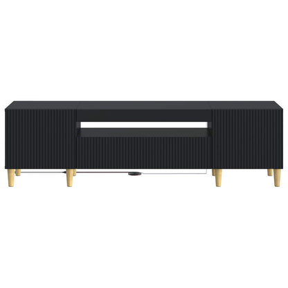 vidaXL LED TV Cabinet Black Engineered Wood