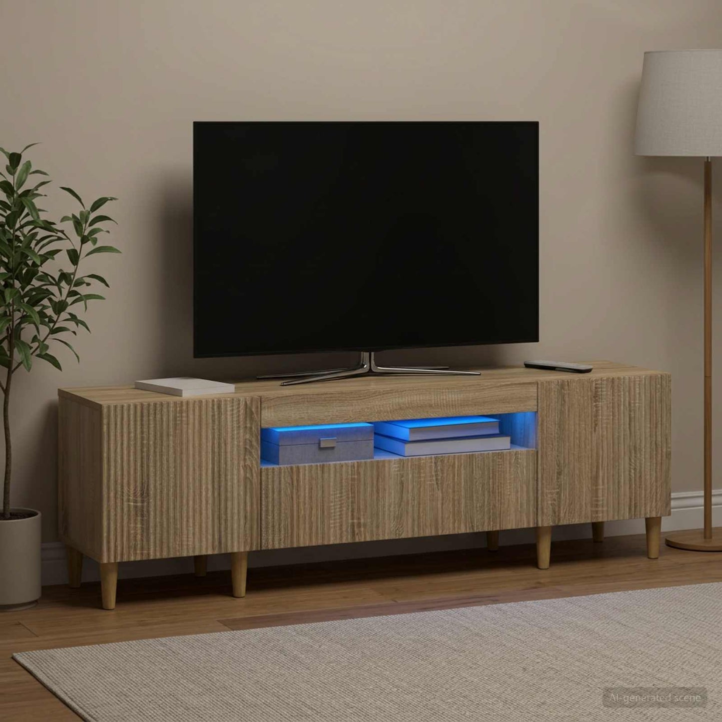 vidaXL LED TV Cabinet Sonoma Oak Engineered Wood