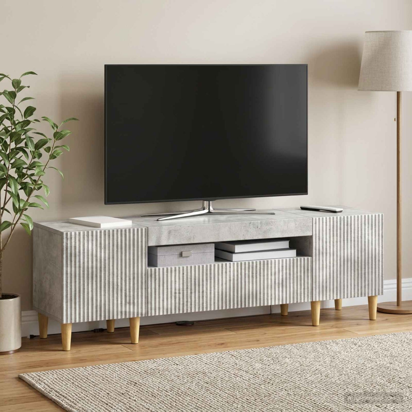 vidaXL LED TV Cabinet Concrete Grey Engineered Wood
