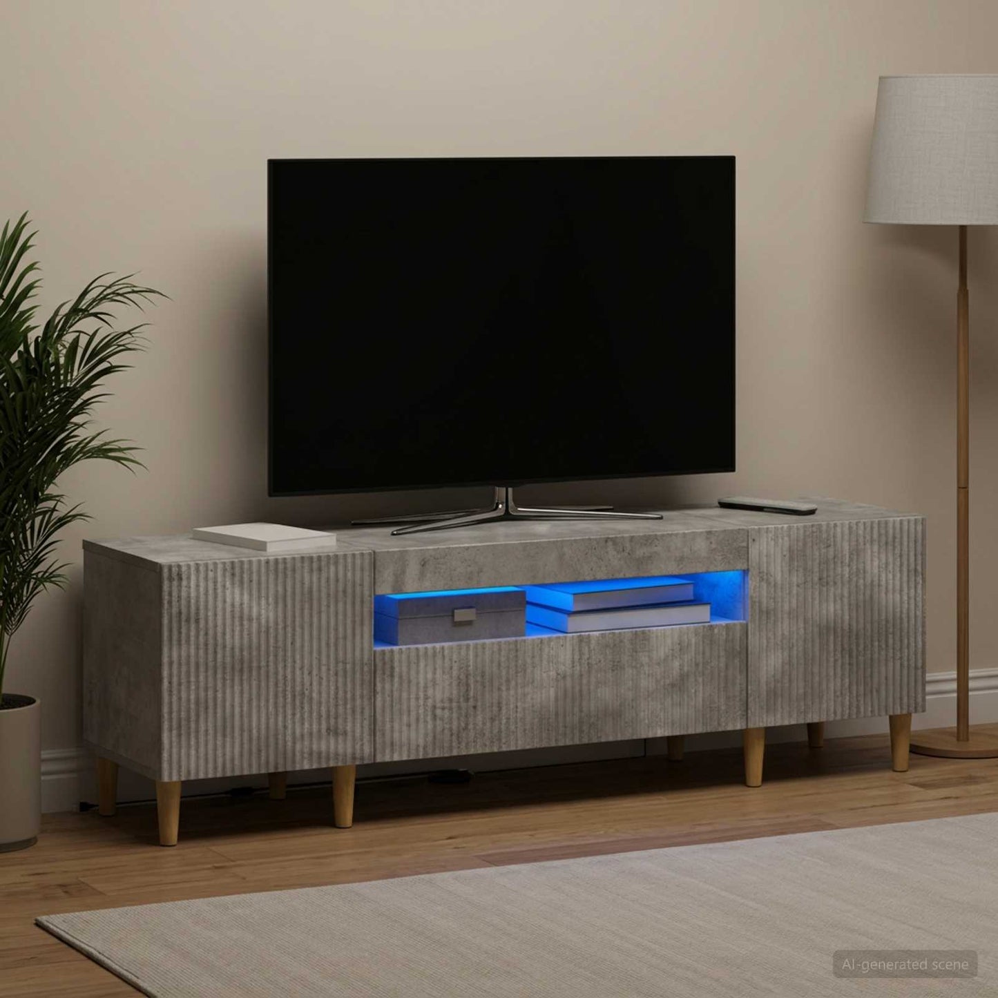 vidaXL LED TV Cabinet Concrete Grey Engineered Wood