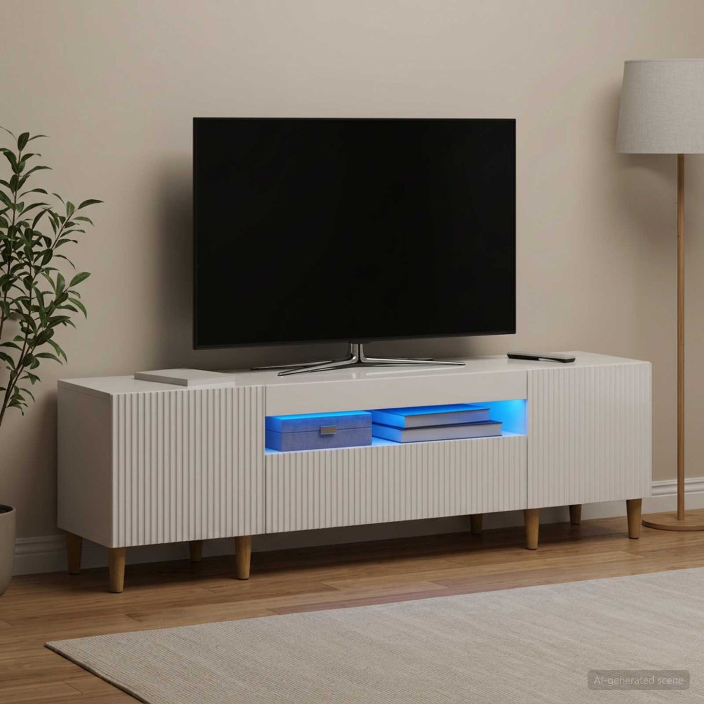 vidaXL LED TV Cabinet High Gloss White Engineered Wood