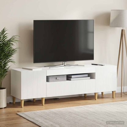vidaXL LED TV Cabinet High Gloss White Engineered Wood