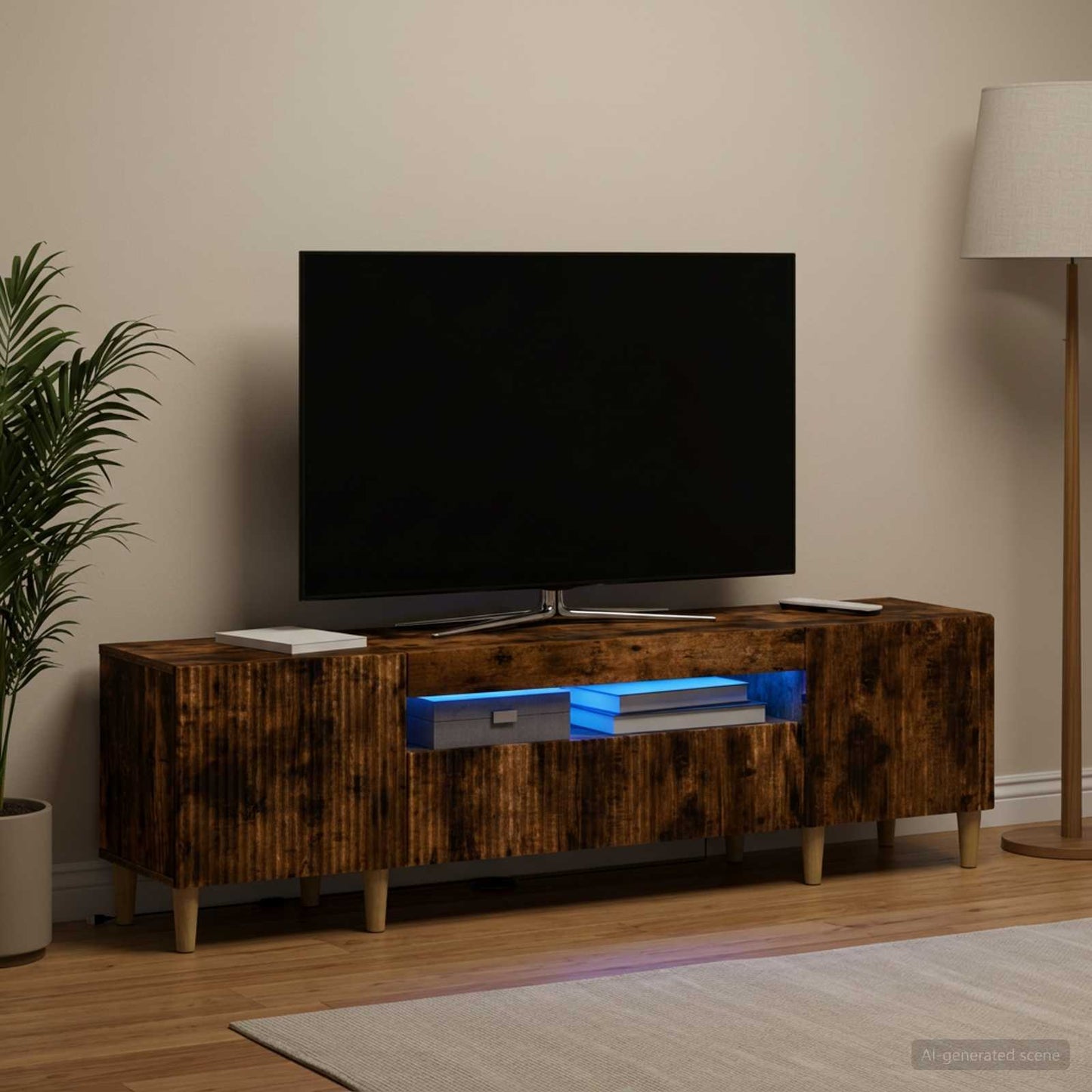 vidaXL LED TV Cabinet Smoked Oak Engineered Wood