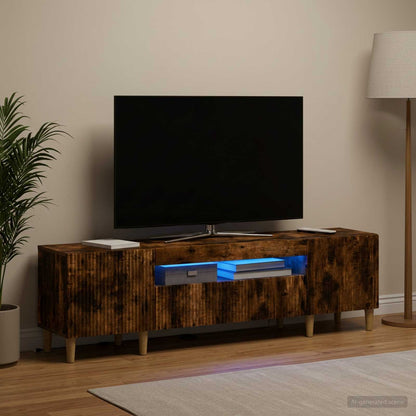 vidaXL LED TV Cabinet Smoked Oak Engineered Wood